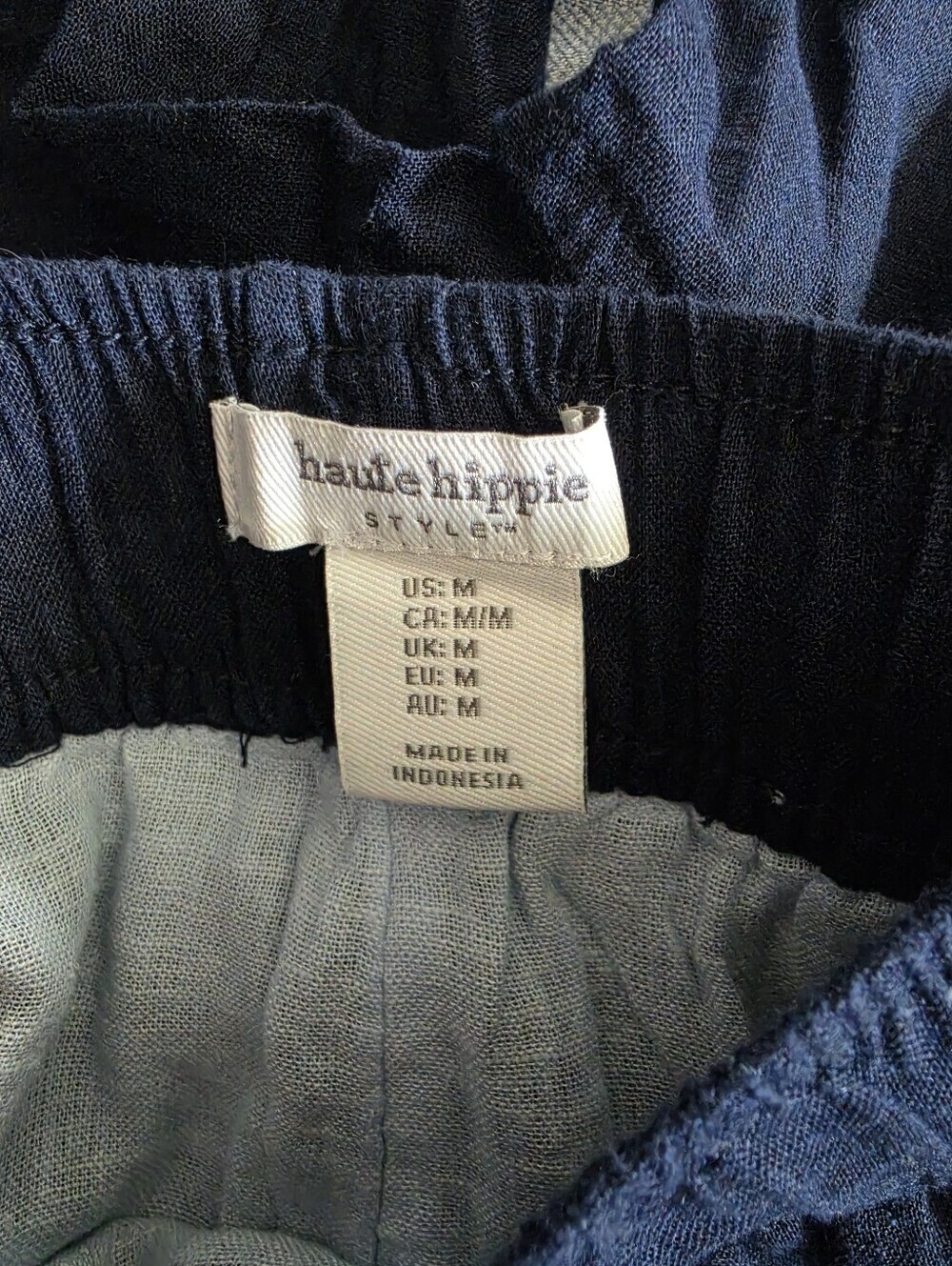 Haute Hippie Double Layered Linen Blend Boho Wide Leg Elastic Waist Pant Medium - Picture 8 of 9